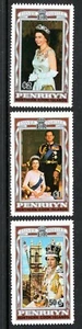 Penrhyn 1977 25 aniversario. QUEEN ELIZABETH II Sc 87-89 SG 100-02 montado sin montar o nunca montado - Imagen 1 de 1