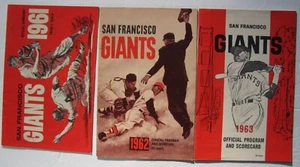 Lot of 3 San Francisco Giants Baseball Programs 1961, 1962, 1963 - Picture 1 of 6