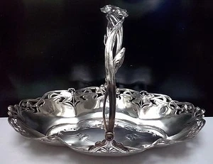 WONDERFUL ART NOUVEAU WMF Silverplate Dragonfly Handled Basket Tray ca 1890 - Picture 1 of 10