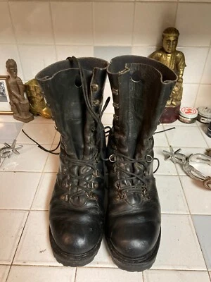 STEINKOGLER 1991 MILITARY USA BLACK LEATHER LACE UP ENGINEER BOSS ARMY BOOT 9/42 - Bild 1 von 4