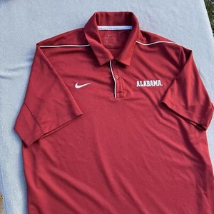 Alabama Crimson Tide Nike Polo Golf Shirt Mens Medium Red Dri Fit NCAA - Picture 1 of 11