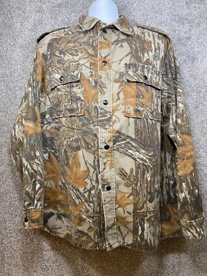 Vintage Men's XL Realtree Button Up LS Hunting Shirt Press Stud Pockets Brown - Image 1 of 4