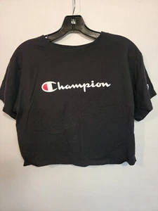 CHAMPION SIZE SMALL WOMEN'S Black CROP TOP SHORT SLEEVE - Picture 1 of 4