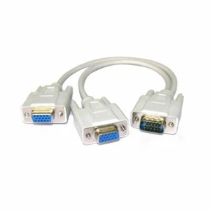 VGA SVGA 1 PC TO 2 MONITOR Male to 2 Dual Female Y Adapter Splitter Cable 15PIN - Picture 1 of 5