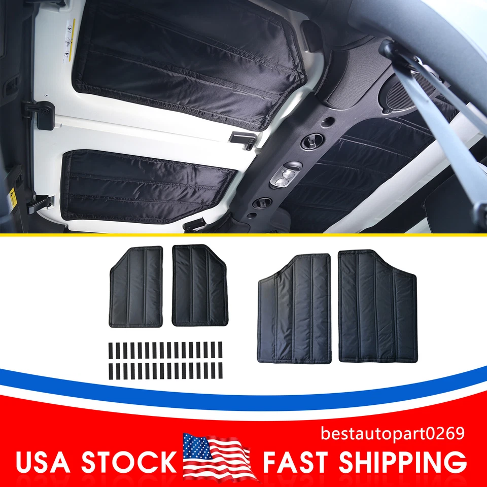 For 2012-17 Jeep Wrangler JK 2-Door Hardtop Insulation Mats Sound Headliner Pads Foto 1 de 4