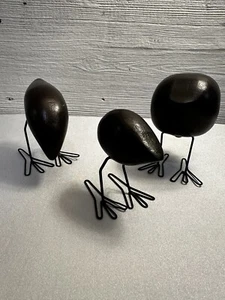 FISKELAGE Dark Wood 3 Metal BIRD Figures W/ Metal Legs Minimalist Modern IKEA - Picture 1 of 8