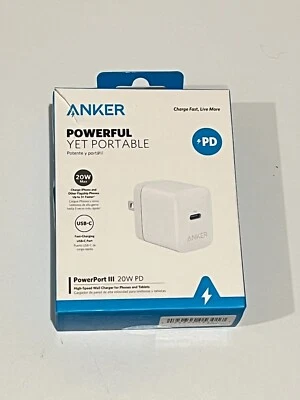 Cargador de Pared Anker PowerPort III 20W PD Alta Velocidad USB-C - Blanco CAJA ABIERTA Foto 1 de 2