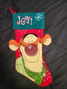 Vintage Winnie The Pooh TIGGER Christmas Stocking "JOY" w/Corduroy & Felt - Picture 1 of 13