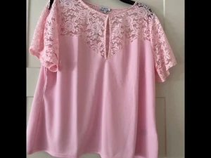 Pink lace shoulder and sleeve blouse - Picture 1 of 1