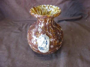 Très beau petit vase boule en verrerie de La Rochère moucheté et bullé - Imagen 1 de 12