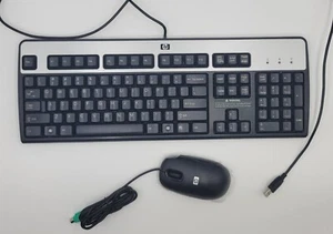 HP SK-2885 USB 104-Key Keyboard - 434821-002 Black/Silver & HP Wired Mouse - Picture 1 of 11