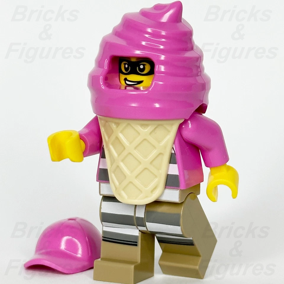 LEGO® City Police Crook Cream Minifigure w/ Pink Ice Cream Outfit 60314 cty1385 - Image 1 of 4