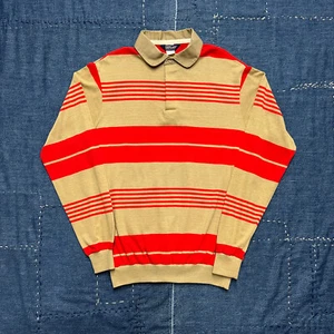 NOS Vintage 70s Washington Dee Cee Striped Polo Shirt Sweater Medium Red Retro - Picture 1 of 11