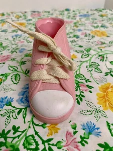 Vintage 1986 Playmates Cricket Doll Shoe Single Pink & White Plastic Lace Up - Picture 1 of 5