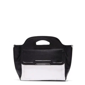 Nuevo Mini Bolso de Mano Mimco Negro Blanco "Wave" Sobre el Hombro Correas Ajustables Plateado - Imagen 1 de 12