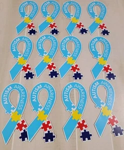Set of 12 Autism Awareness Car Magnets 3 1/4 Inches x 7 Inches Long Multi-Color - Picture 1 of 3