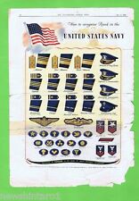 #T34.  1943 WWII  PAGE SHOWING USA NAVY RANK RECOGNITION
