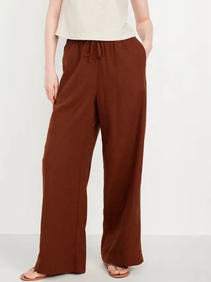 Pantalones para mujer Old Navy cintura alta mezcla de lino súper anchos talla 3X (Plus) Foto 1 de 4