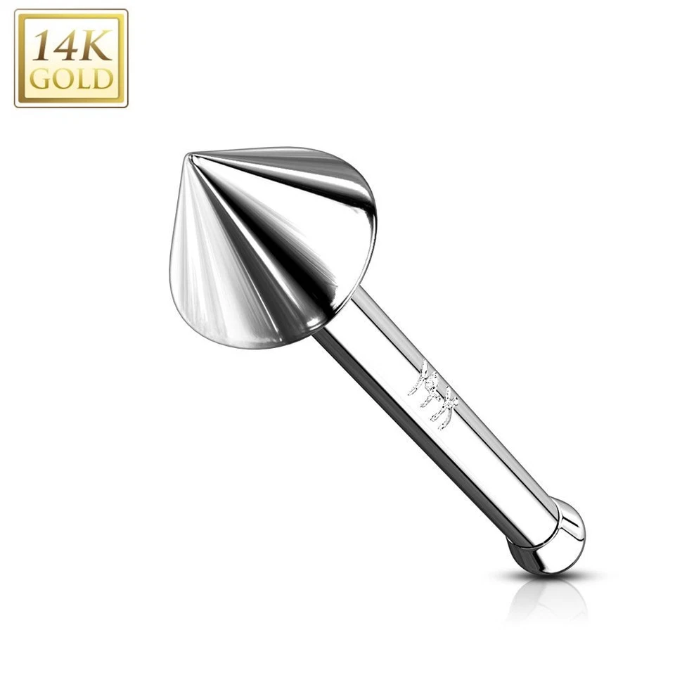 Piercing Naso Oro Bianco 14K Vite Prigioniera Spike - Immagine 1 di 1