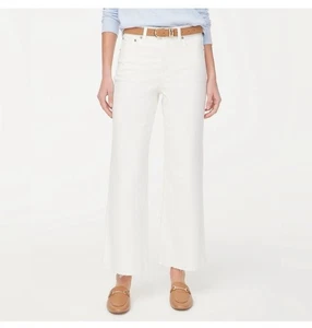 New J.Crew Factory Wide-leg cropped jean in all-day stretch White Size 26P - Picture 1 of 13