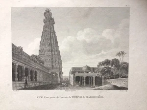 Antica incisione in acciaio William Daniell India stampa arte tempio Madurai - Foto 1 di 6