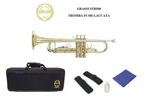 GRASSI GR STR500 TROMBA DA STUDIO in Sib LACCATA ORO COMPLETA DI ASTUCCIO E OLIO - Foto 1 di 11
