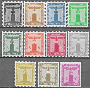 Germany 3rd Reich 1938 Mi# 144-154 Official Stamps (swastika Watermark) MH * - Picture 1 of 1