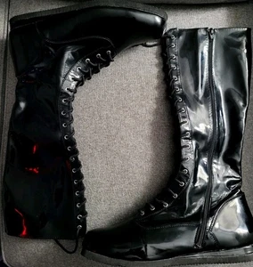 Adult Stone Cold Steve Austin Costume Pro Wrestling Boots Black L 12-13 WWF WWE - Picture 1 of 3