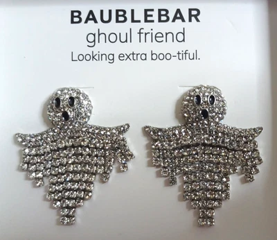 BaubleBar Halloween Ghoul Friend Ghost Bling Earrings New - Image 1 of 2