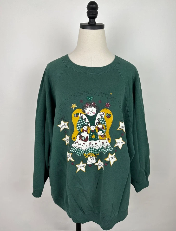 Sudadera De Colección Años 90 Para Mujer 4X 4XL Mamá Madre Bosque Verde Raglán Cottagecore Foto 1 de 4