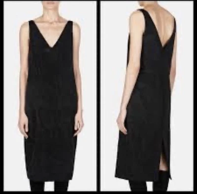 全新带标签 PROTAGONIST Deep V 茧纹理缎面带口袋设计师连衣裙 8 节日 — 第 1/4 张图片