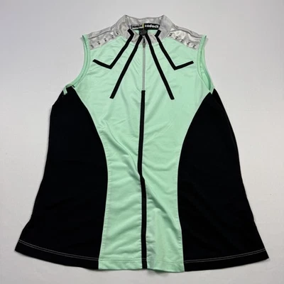 Top de golf Jamie Sadock sin mangas 1/4 cremallera bloques de colores verde negro para mujer pequeño Foto 1 de 4