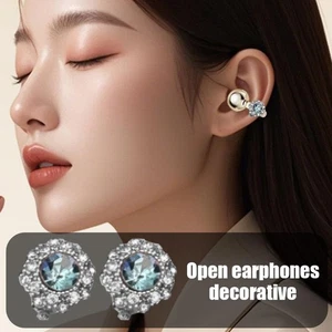 Rhinestone For Clip on Earbuds Open Ear, Elegant Zirco Decorative Earphone Z3D1 - Photo 1 sur 6