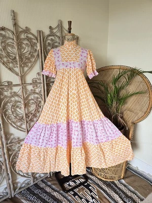 Vintage floral Laura Ashley cotton prairie 70s cottagecore maxi dress XS S - Image 1 of 4