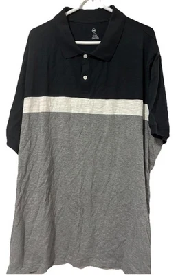 😃Harbor Bay Stripped Short Sleeve Mens Polo Shirt 4XL EUC Gray/Black Cotton - Image 1 of 4
