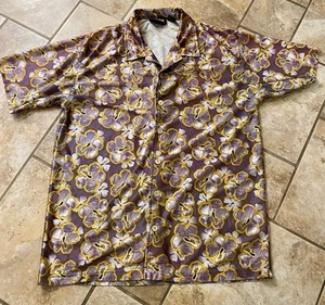 Camisa hawaiana ODO para hombre mediana hibisco floral manga corta abotonada - Imagen 1 de 5