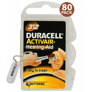 Baterías para audífonos Duracell talla 312 Activair (paquete de 80) + llavero - Imagen 1 de 8