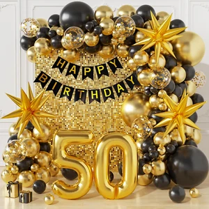 50Th Birthday Decorations for Men and Women, Happy 50Th Birthday Banner Balloons - Picture 1 of 12