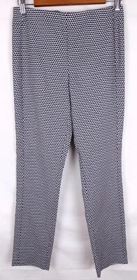 Theory 海军蓝 白色 几何 Arlington Navalane 正装裤 弹性腰围 尺寸 6 — 第 1/4 张图片