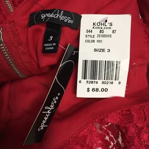 Speechless Womens Size 3 Red Sleeveless Dress New W/ Tags $68 B2 Cocktail - Picture 1 of 11
