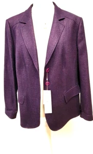 Blazer Basilea nuovo taglia 46 XXXL / 46 / 18, melanzana, mélange, lana vergine, lino - Foto 1 di 5