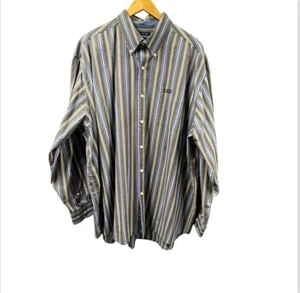 CHAPS Shirt Men 3XB Blue Gray Striped Long Sleeve Button Down Easy Care Vintage - Picture 1 of 17