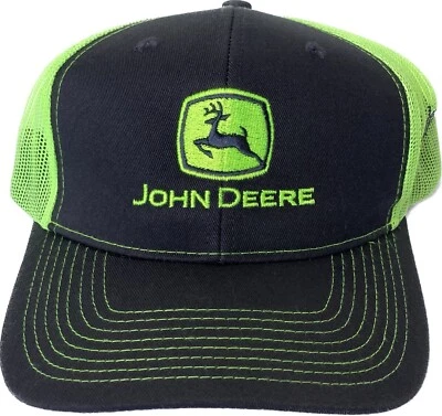 Gorra John Deere Hutson Malla Bordada Snapback Trucker Gris Oscuro Verde Neón Foto 1 de 4