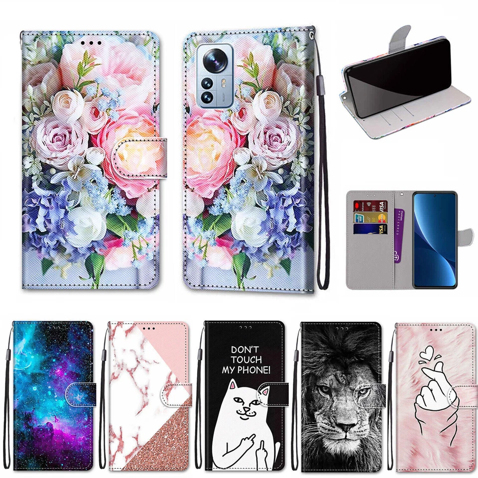 Marble Cat Flower Wallet Phone Case For Xiaomi Redmi 13C 13T 11T 10 A3 Poco X3 - Image 1 of 4
