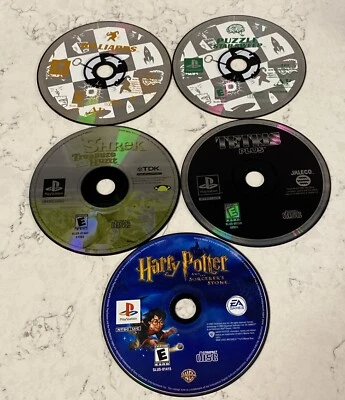 5 PS1 Games Disc Only Lot Billiards, Puzzle Star, Shrek, Tetris, Harry Potter - Image 1 of 4