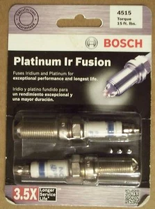 Bujía de iridio BOSCH 4515 Platinum Ir Fusion - Dos por paquete - Ahorra en 2+ - Imagen 1 de 1