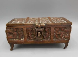 Antique Bronze Medieval Style Bronze Reliquary Chest 19th C - Imagen 1 de 24