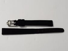 19760-0'S 10 MM OMEGA LADIES BLACK SUEDE LEATHER STRAP + S.STEEL SIGNED BUCKLE