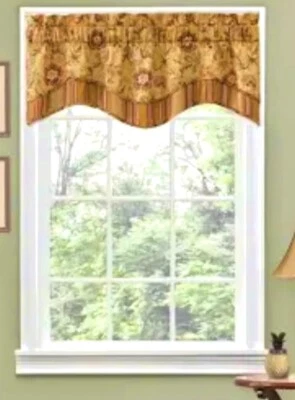 Cortinas de cenefa - cenefa floral/a rayas festoneada vacilante  Foto 1 de 2