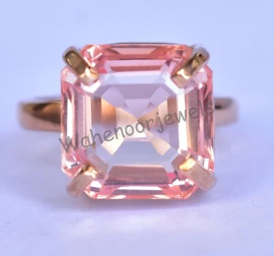 Anillo de boda vivo Padparadscha zafiro plata de ley 925 certificado Foto 1 de 4